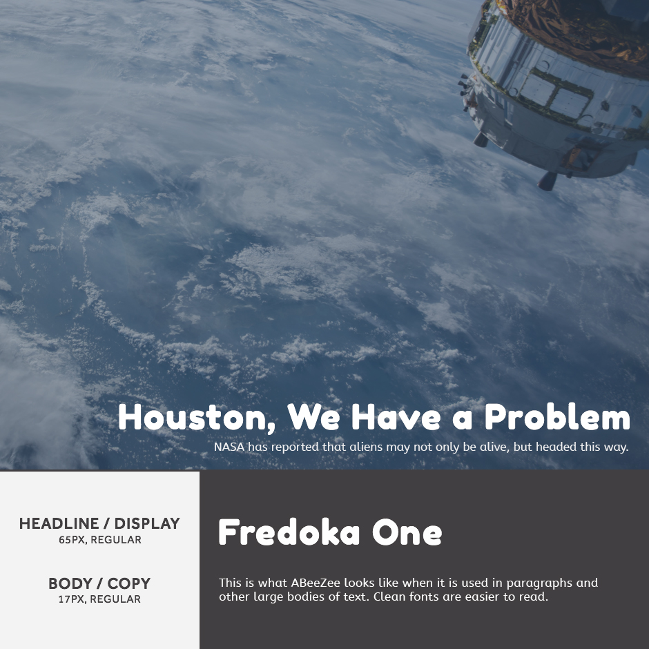 Fredoka One + AbeeZee - 21 Google Fonts Combinations For Websites