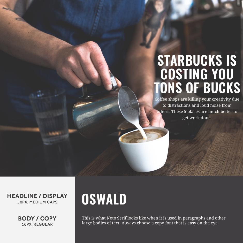 Oswald + Noto Serif- 21 Google Fonts Combinations For Websites