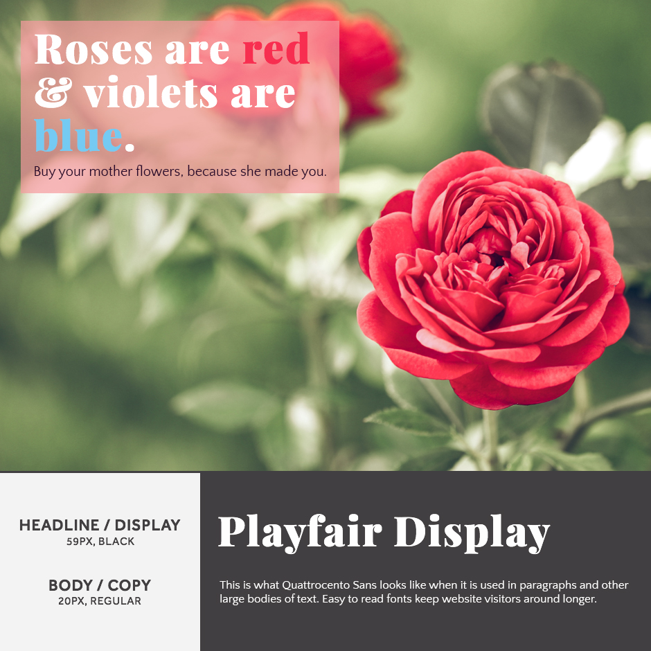 Playfair Display + Quattrocento Sans- 21 Google Fonts Combinations For Websites