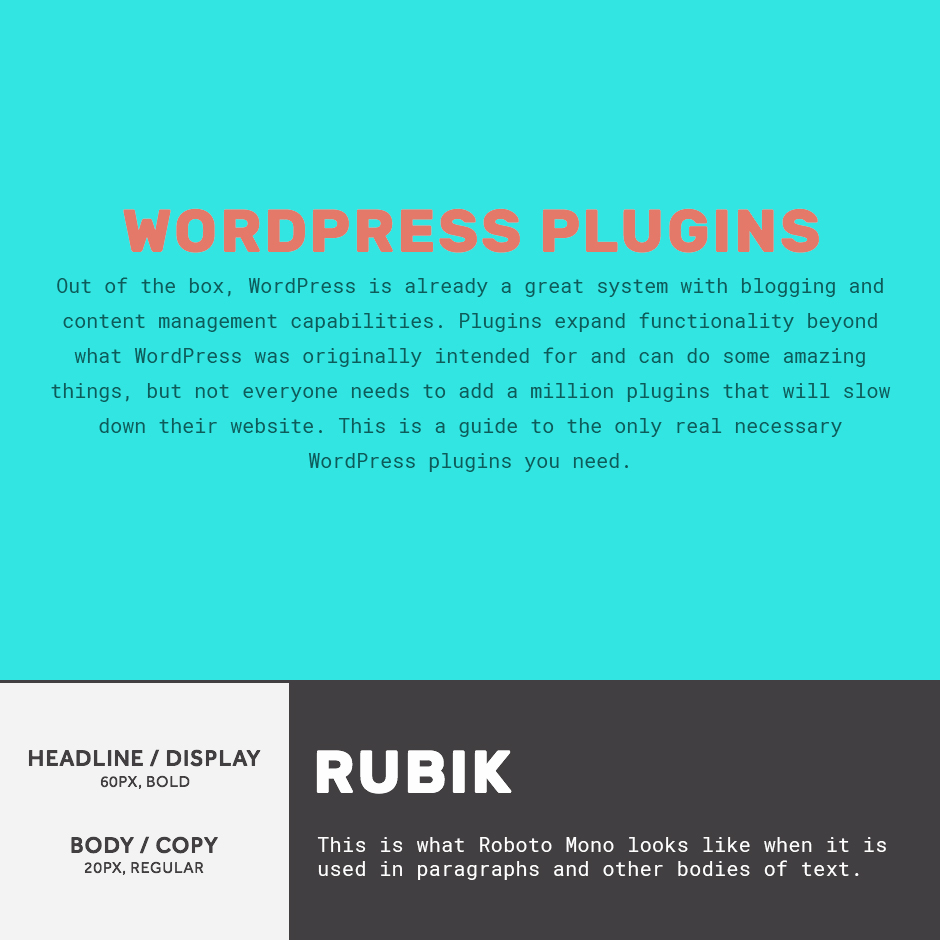 Rubik + Roboto Mono- 21 Google Fonts Combinations For Websites