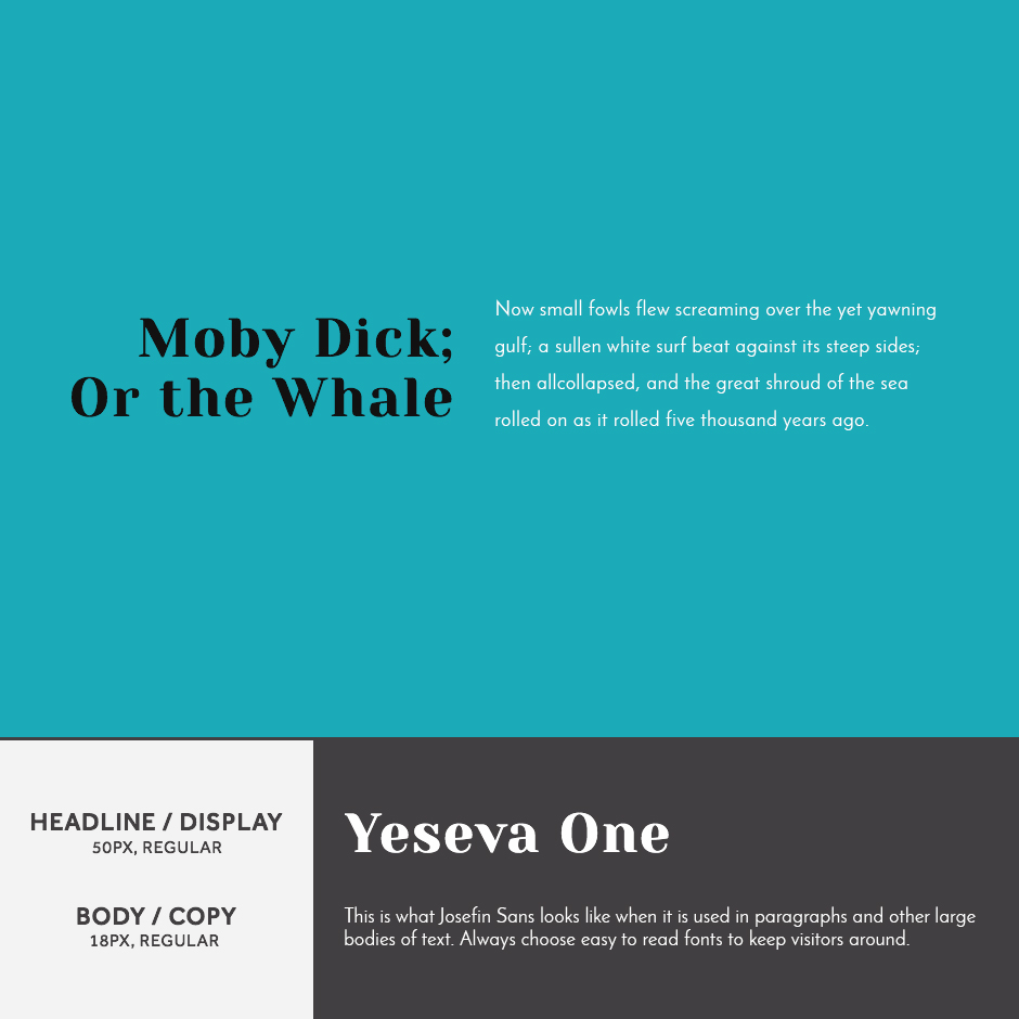 Yevesa One + Josefin Sans - 21 Google Fonts Combinations For Websites