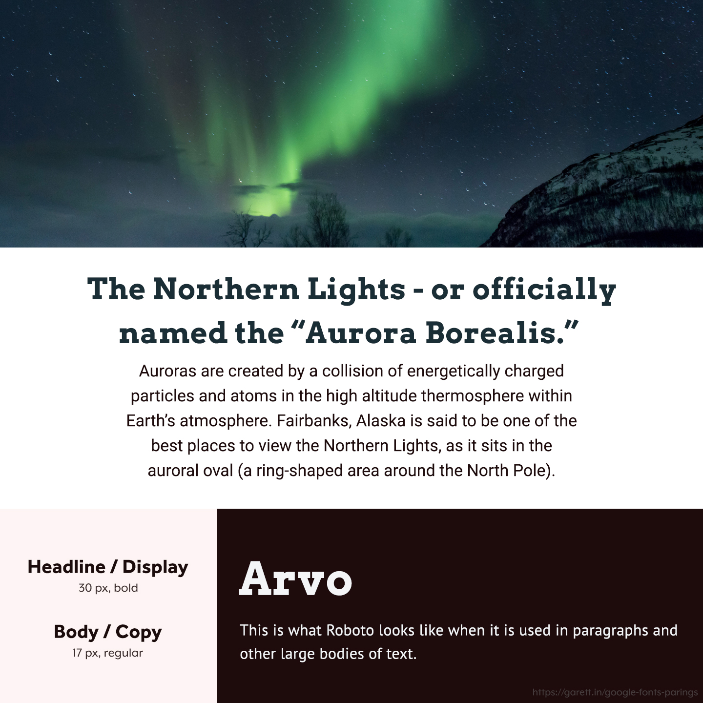 Arvo and Roboto font pairing - 30 Google Font Pairings for Your Brand and Website