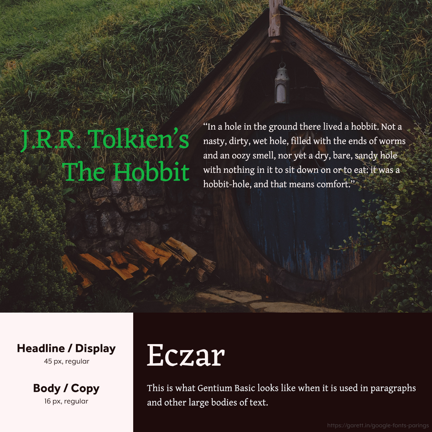 Eczar and Gentium Basic font pairing - 30 Google Font Pairings for Your Brand and Website
