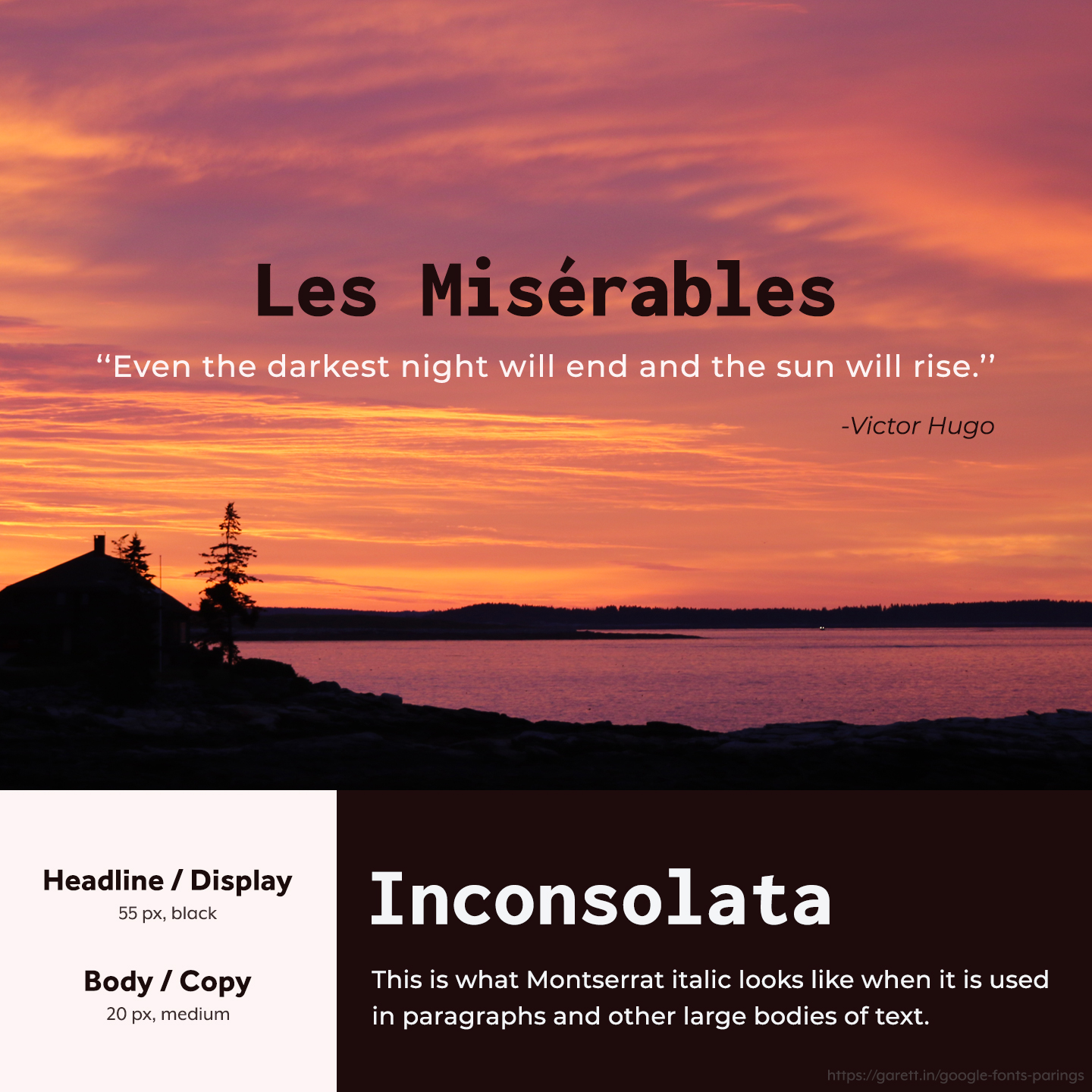 Inconsolata and Montserrat font pairing - 30 Google Font Pairings for Your Brand and Website