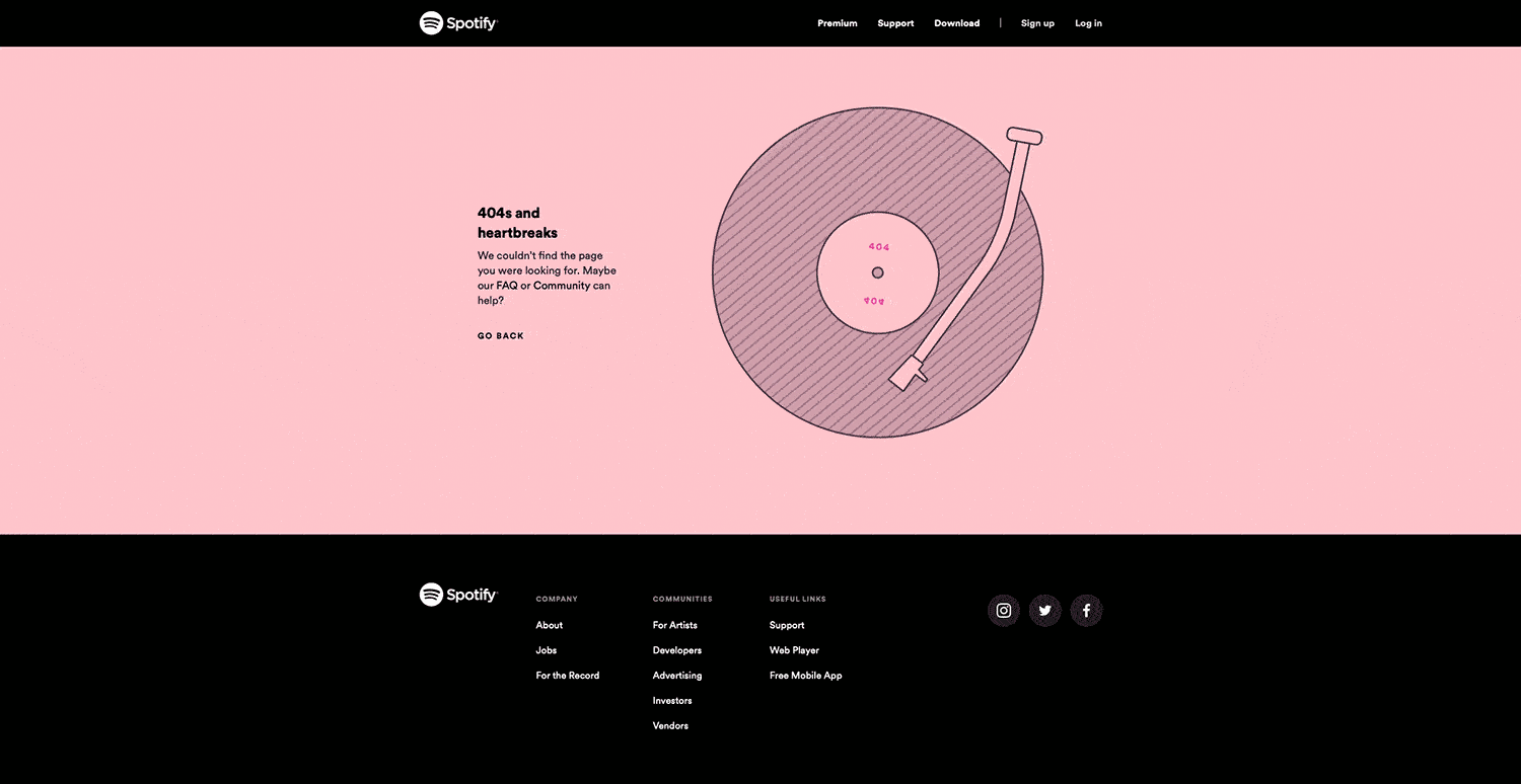 Spotify's 404 Page is one of 7 Creative 404 Pages & The Best Practices For Yours